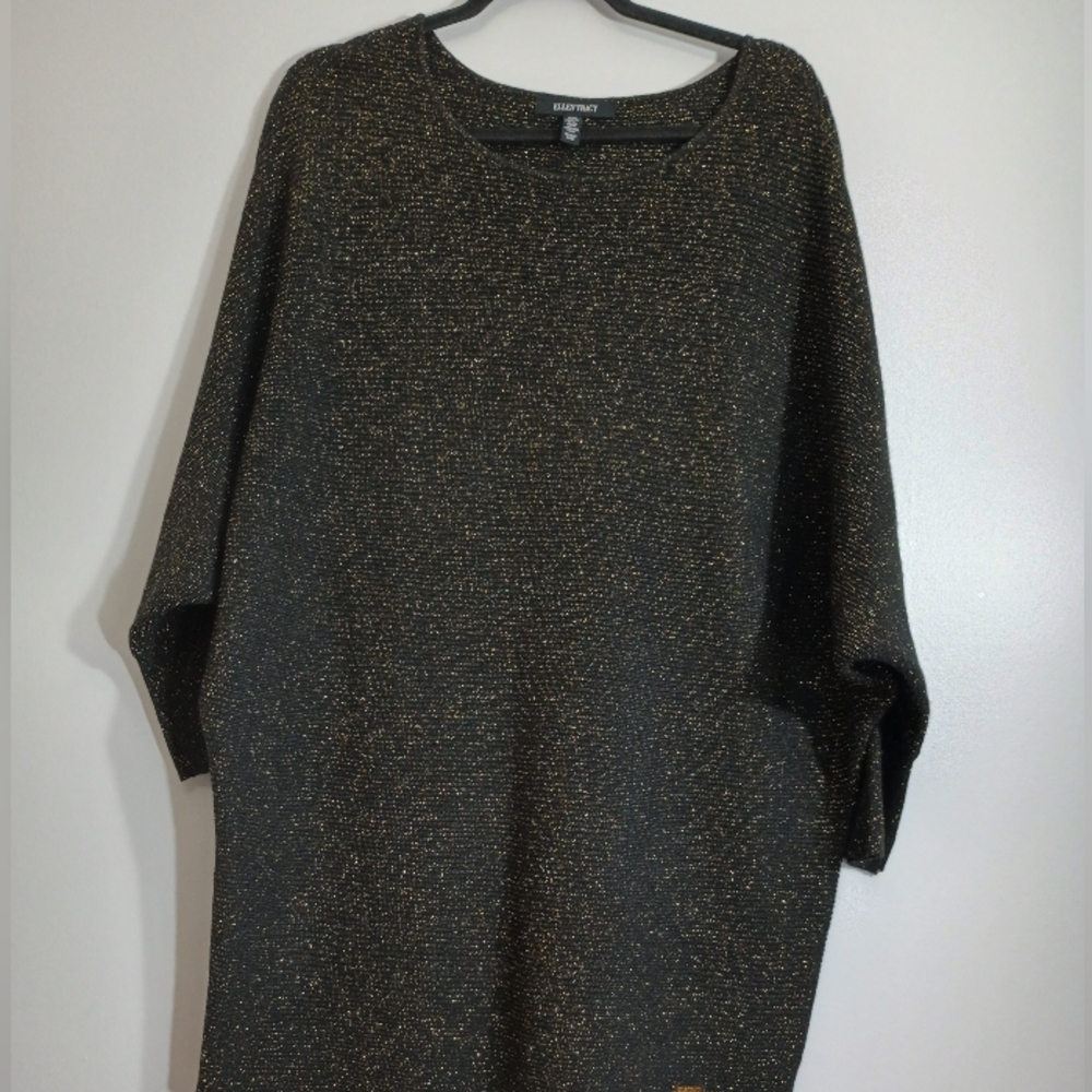 Ellen‎ Tracy Black and Gold Batwing Sweater XL